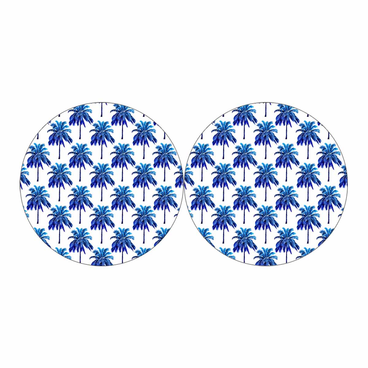Blue Palm Tree Pattern Print Car Coasters