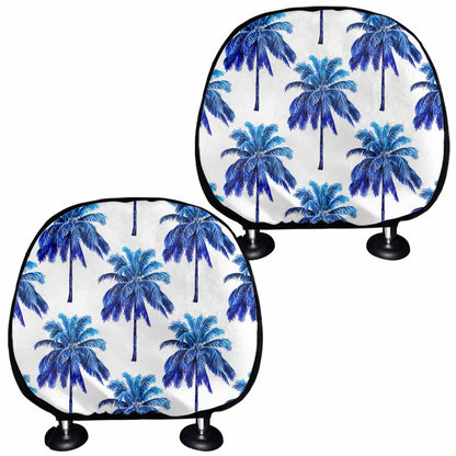 Blue Palm Tree Pattern Print Car Headrest Covers
