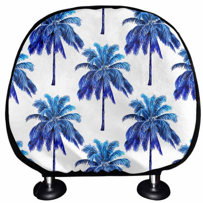 Blue Palm Tree Pattern Print Car Headrest Covers