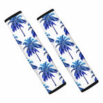 Blue Palm Tree Pattern Print Car Seat Belt Covers