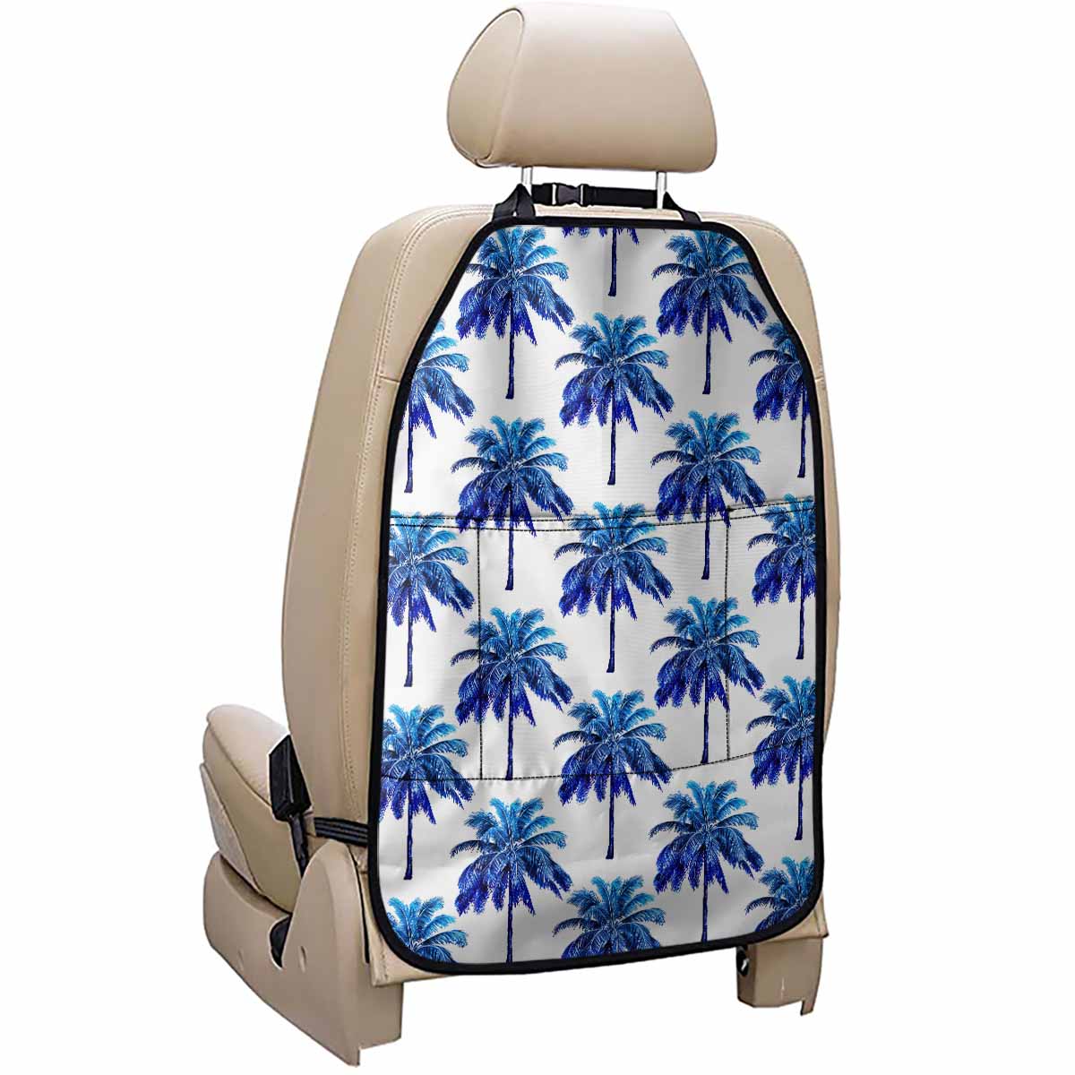 Blue Palm Tree Pattern Print Car Seat Organizers