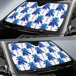 Blue Palm Tree Pattern Print Car Sun Shade GearFrost