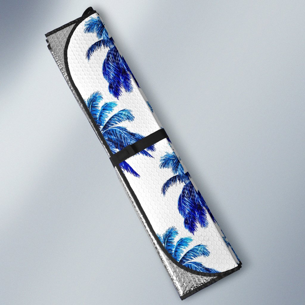 Blue Palm Tree Pattern Print Car Sun Shade GearFrost