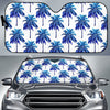 Blue Palm Tree Pattern Print Car Sun Shade GearFrost