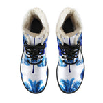 Blue Palm Tree Pattern Print Comfy Boots GearFrost