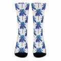 Blue Palm Tree Pattern Print Crew Socks
