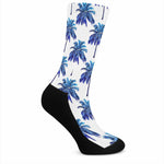 Blue Palm Tree Pattern Print Crew Socks