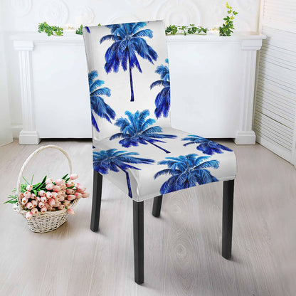 Blue Palm Tree Pattern Print Dining Chair Slipcover