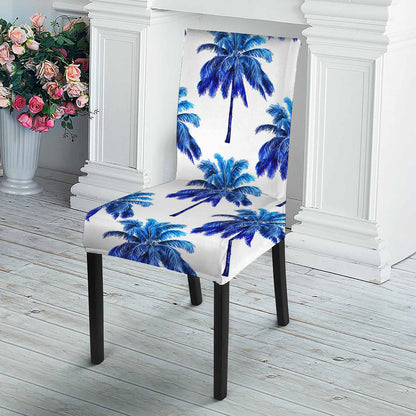 Blue Palm Tree Pattern Print Dining Chair Slipcover