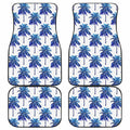 Blue Palm Tree Pattern Print Front and Back Car Floor Mats