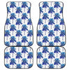 Blue Palm Tree Pattern Print Front and Back Car Floor Mats