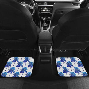 Blue Palm Tree Pattern Print Front and Back Car Floor Mats