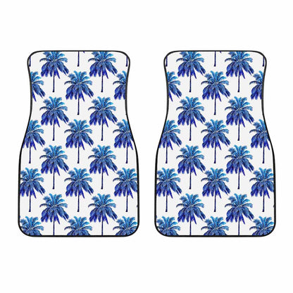 Blue Palm Tree Pattern Print Front Car Floor Mats
