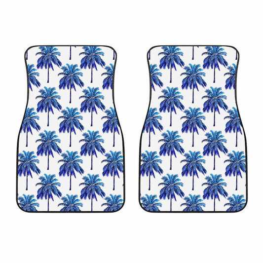 Blue Palm Tree Pattern Print Front Car Floor Mats