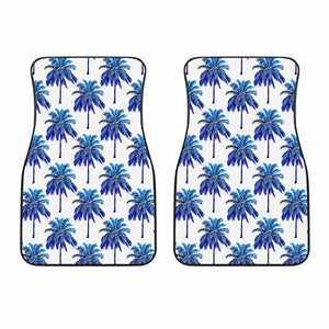 Blue Palm Tree Pattern Print Front Car Floor Mats