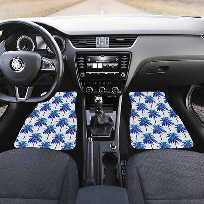 Blue Palm Tree Pattern Print Front Car Floor Mats