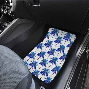 Blue Palm Tree Pattern Print Front Car Floor Mats