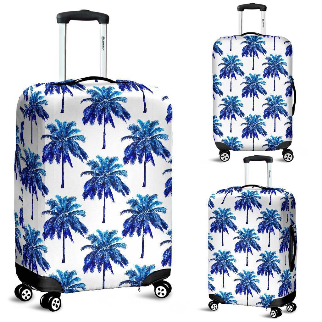 Blue Palm Tree Pattern Print Luggage Cover GearFrost