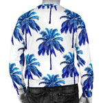 Blue Palm Tree Pattern Print Men's Crewneck Sweatshirt GearFrost