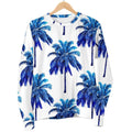 Blue Palm Tree Pattern Print Men's Crewneck Sweatshirt