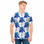 Blue Palm Tree Pattern Print Men's T-Shirt