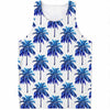 Blue Palm Tree Pattern Print Men's Tank Top