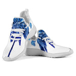 Blue Palm Tree Pattern Print Mesh Knit Shoes GearFrost