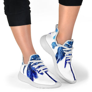 Blue Palm Tree Pattern Print Mesh Knit Shoes GearFrost