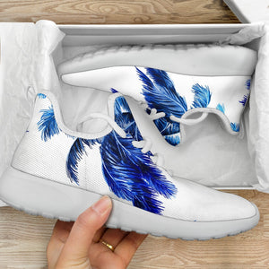 Blue Palm Tree Pattern Print Mesh Knit Shoes GearFrost