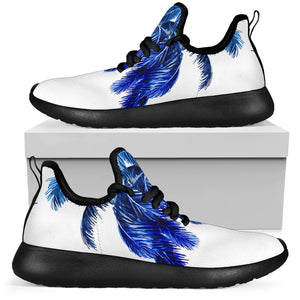 Blue Palm Tree Pattern Print Mesh Knit Shoes GearFrost