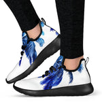 Blue Palm Tree Pattern Print Mesh Knit Shoes GearFrost