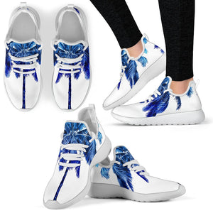 Blue Palm Tree Pattern Print Mesh Knit Shoes GearFrost