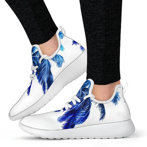 Blue Palm Tree Pattern Print Mesh Knit Shoes GearFrost