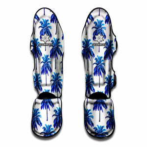 Blue Palm Tree Pattern Print Muay Thai Shin Guard