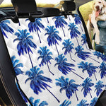 Blue Palm Tree Pattern Print Pet Car Back Seat Cover