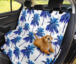 Blue Palm Tree Pattern Print Pet Car Back Seat Cover