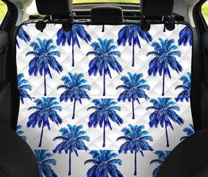 Blue Palm Tree Pattern Print Pet Car Back Seat Cover