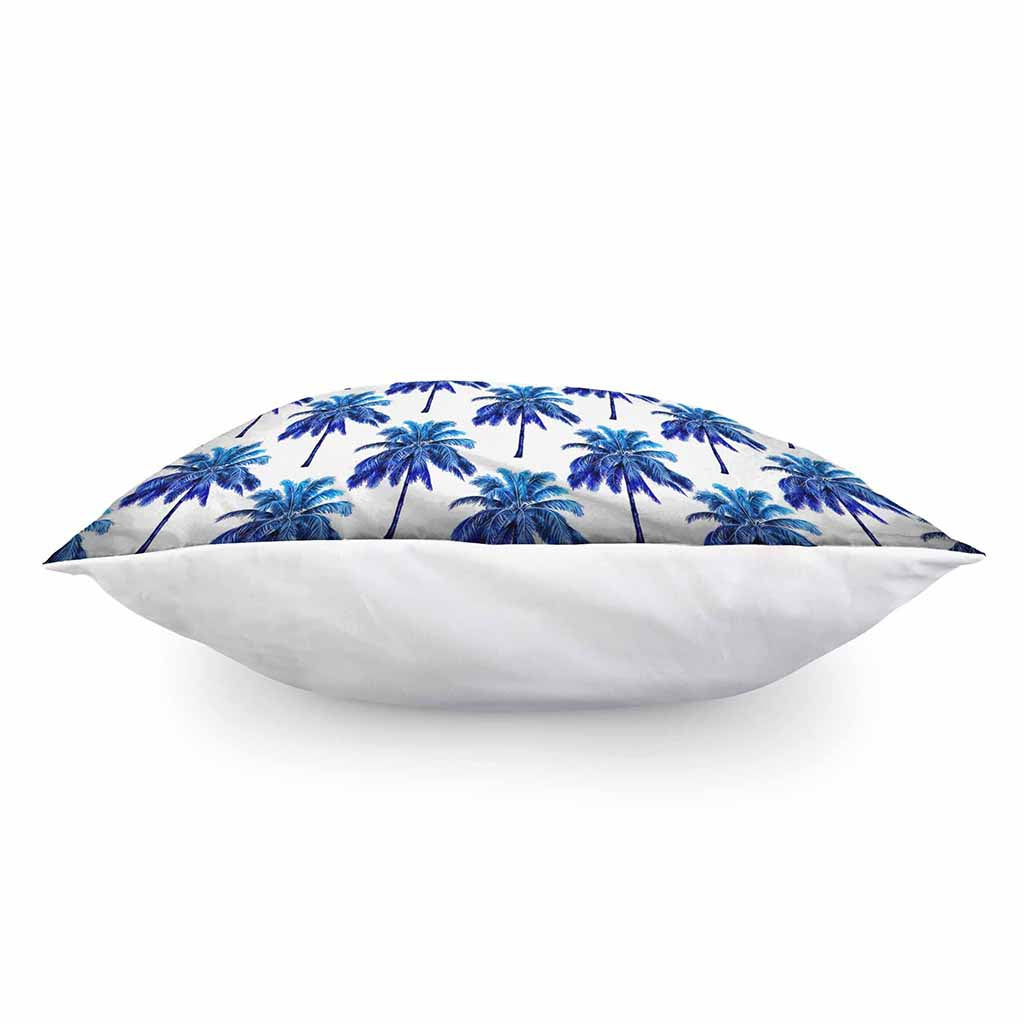 Blue Palm Tree Pattern Print Pillow Cover