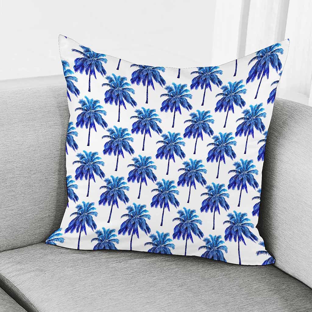 Blue Palm Tree Pattern Print Pillow Cover