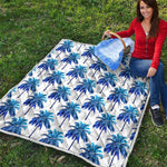 Blue Palm Tree Pattern Print Quilt