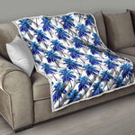 Blue Palm Tree Pattern Print Quilt