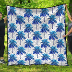 Blue Palm Tree Pattern Print Quilt