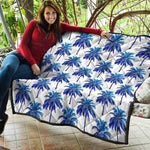 Blue Palm Tree Pattern Print Quilt