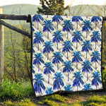 Blue Palm Tree Pattern Print Quilt