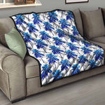 Blue Palm Tree Pattern Print Quilt