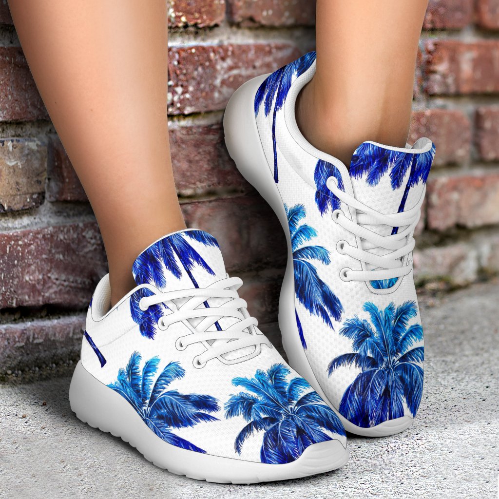 Blue Palm Tree Pattern Print Sport Shoes GearFrost