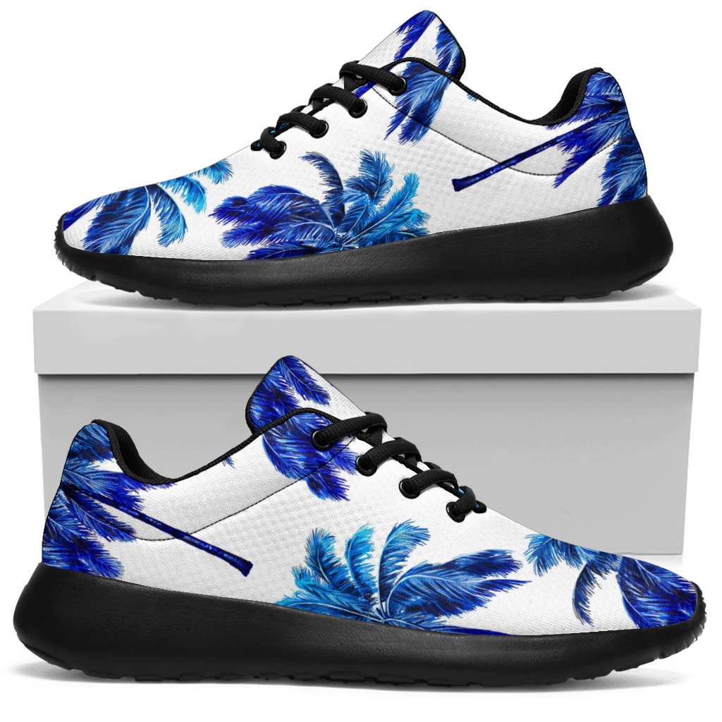 Blue Palm Tree Pattern Print Sport Shoes GearFrost