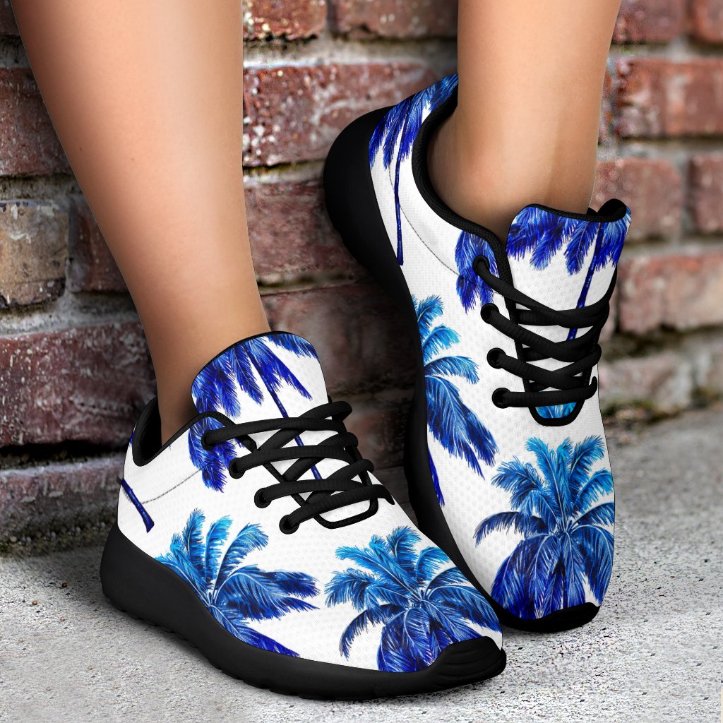 Blue Palm Tree Pattern Print Sport Shoes GearFrost