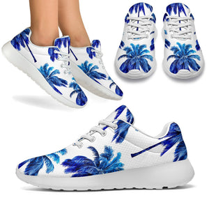 Blue Palm Tree Pattern Print Sport Shoes GearFrost