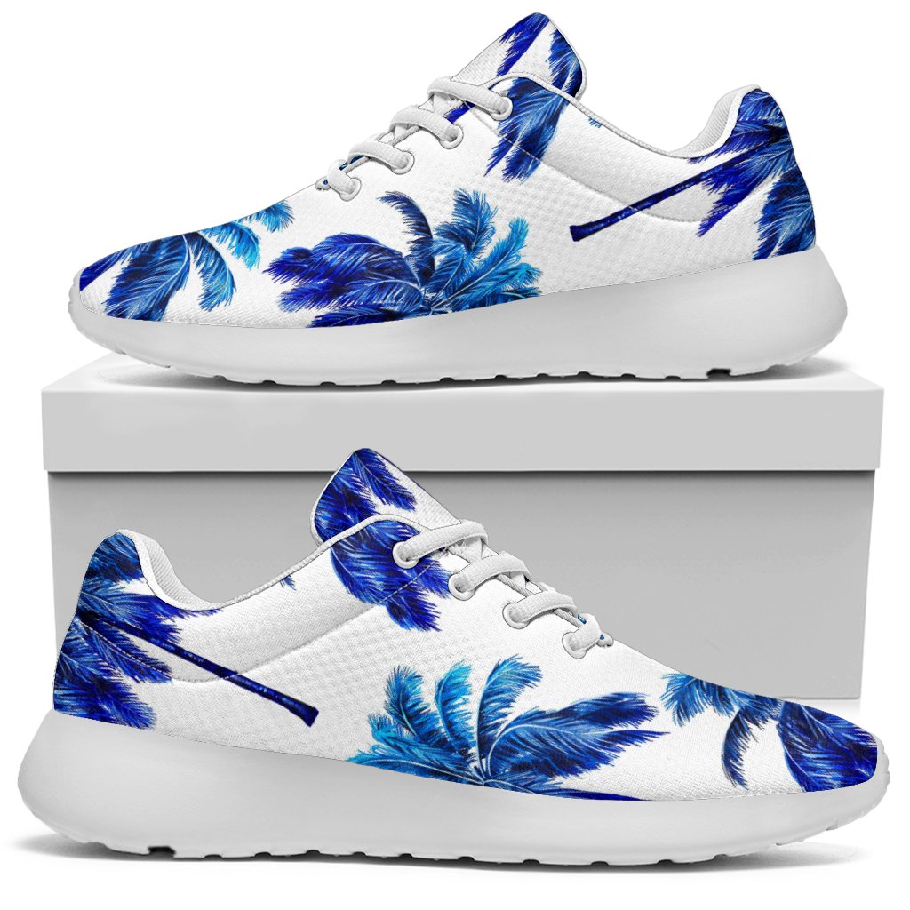 Blue Palm Tree Pattern Print Sport Shoes GearFrost